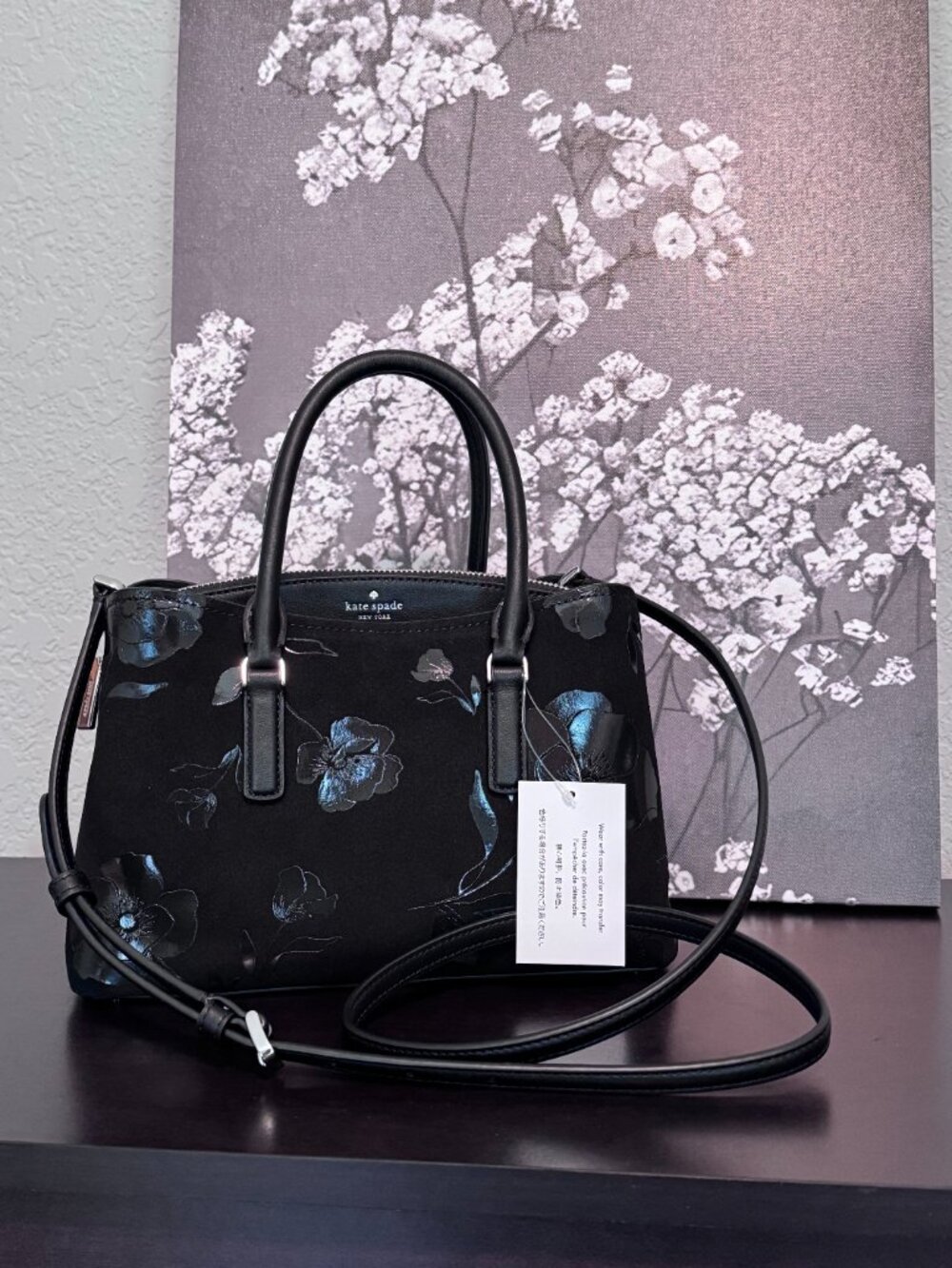 NWT Kate Spade Thompson Street Floral Suede Small Satchel Crossbody Bag